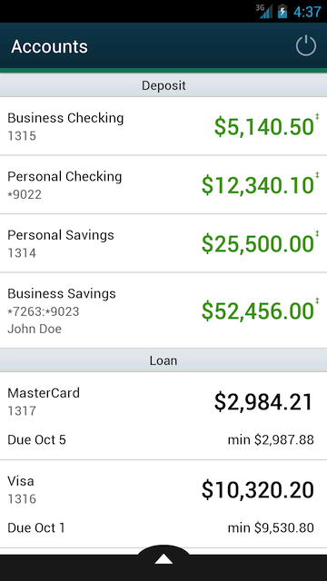 Screenshot of Android phone accounts