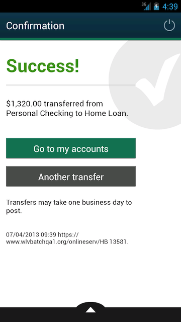 Screenshot of Android phone transfer success