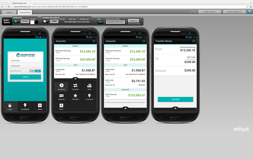 Screenshot of the mobile branding tool for Android