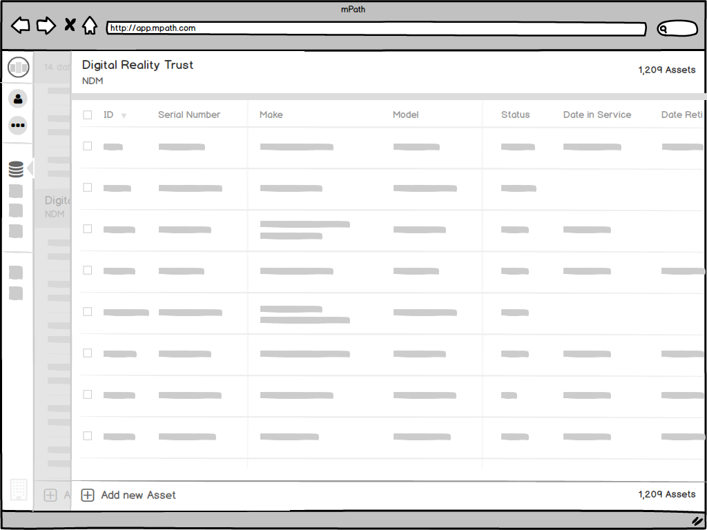 Web App - Sketches - Assets table
