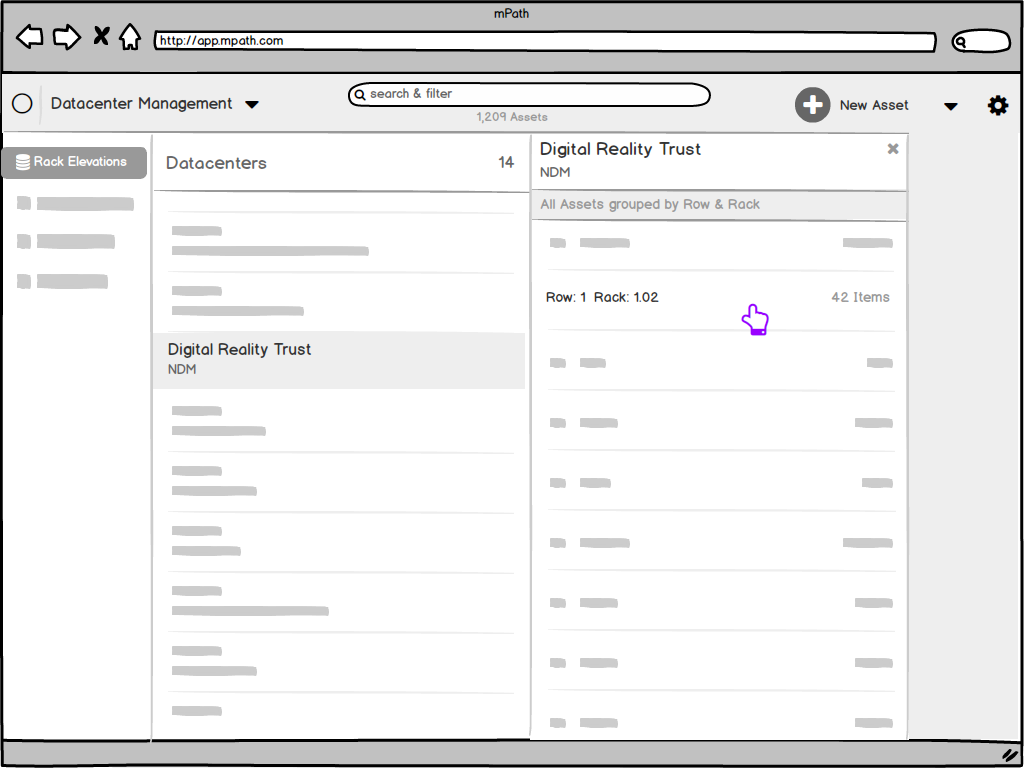 Web App - Sketches - Assets by Row & Rack