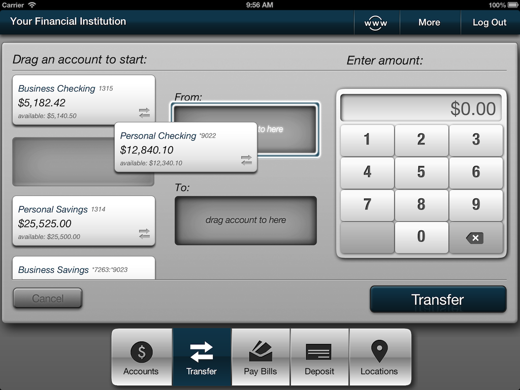 Screenshot of iPad transfers