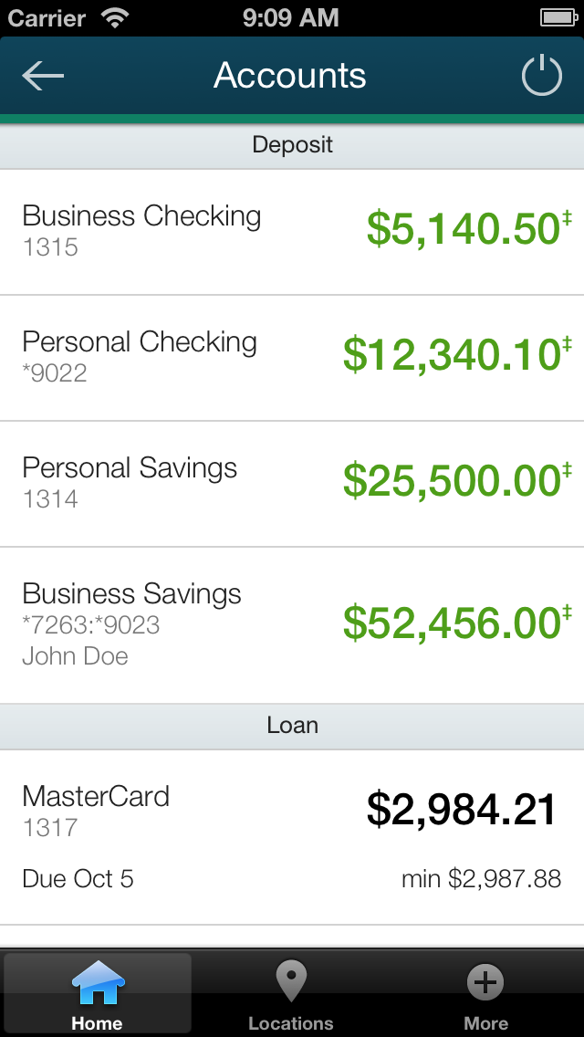 Screenshot of iPhone accounts