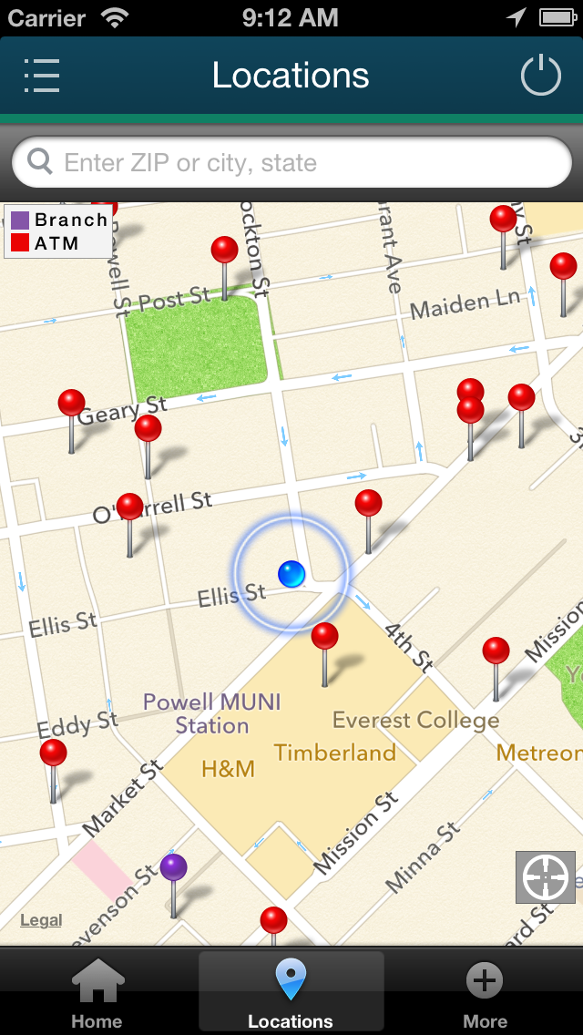 Screenshot of iPhone locations map