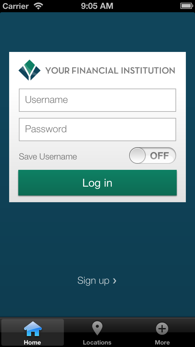 Screenshot of iPhone login